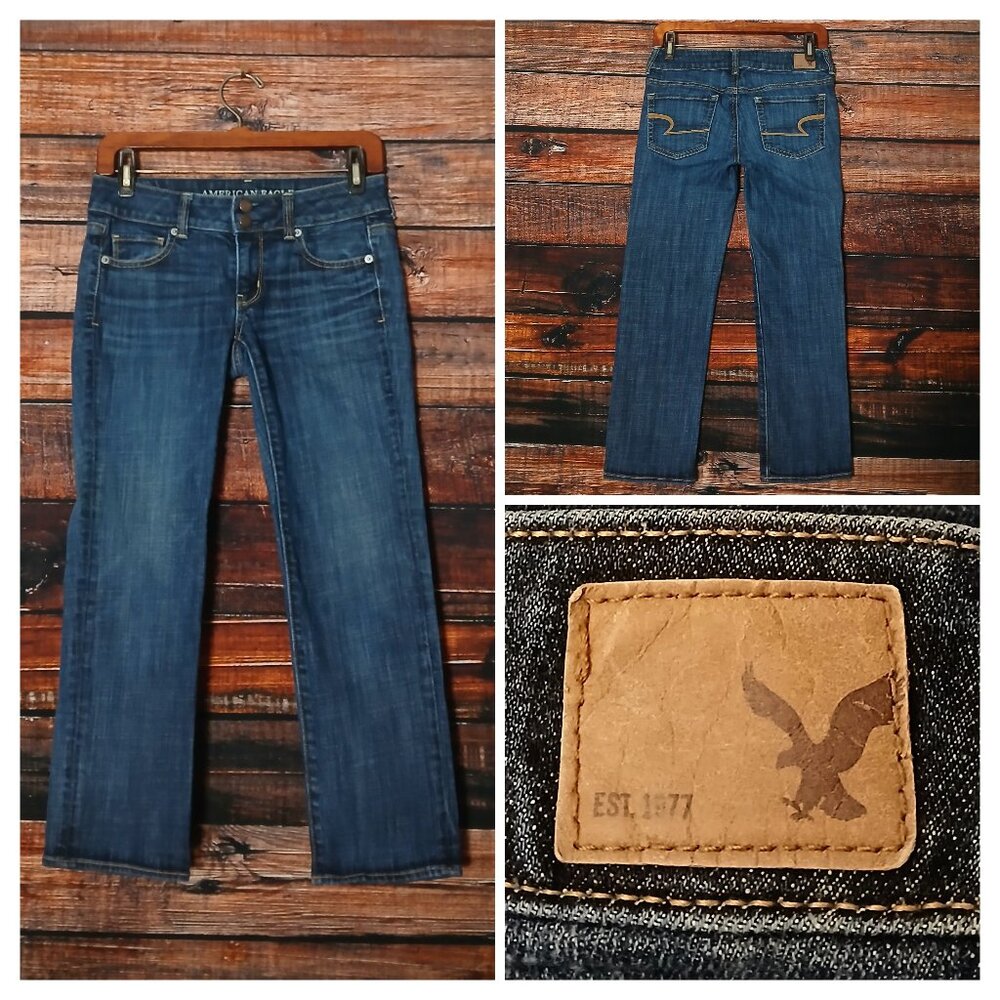 American Eagle Capri Jeans 2 Artist Crop Low Rise Dark Wash Denim Stretch 2014
